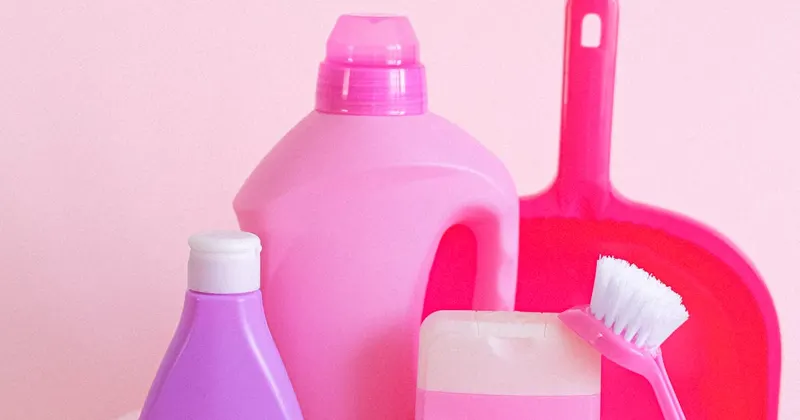 Assorted cleaning supply bottles including hydrogen peroxide