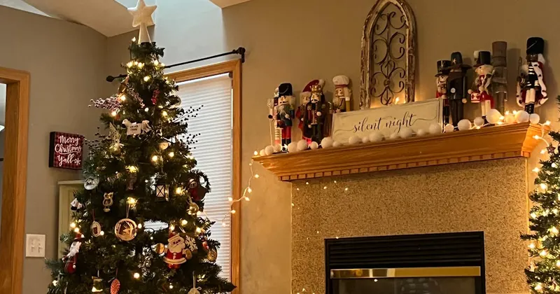 Cozy Christmas living room with decorated tree ready for deep clean