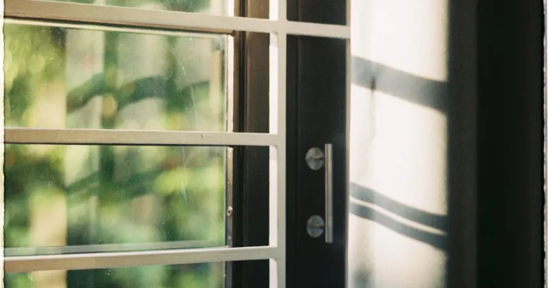 Sun shining through a window with shutters